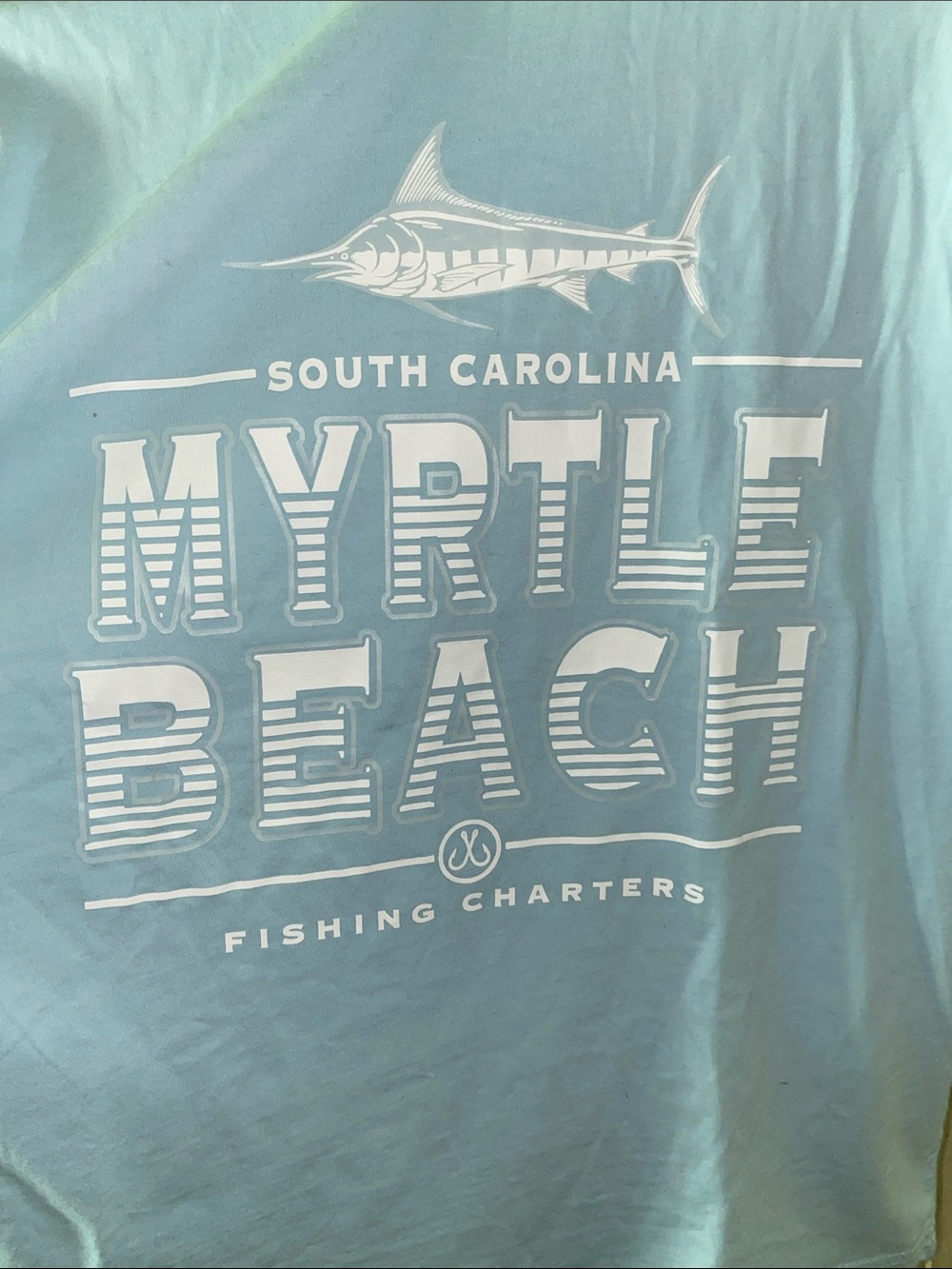 New Myrtle Beach Tee Shirt Size Small, Ocean 🌊 Blue, 20” pit to pit